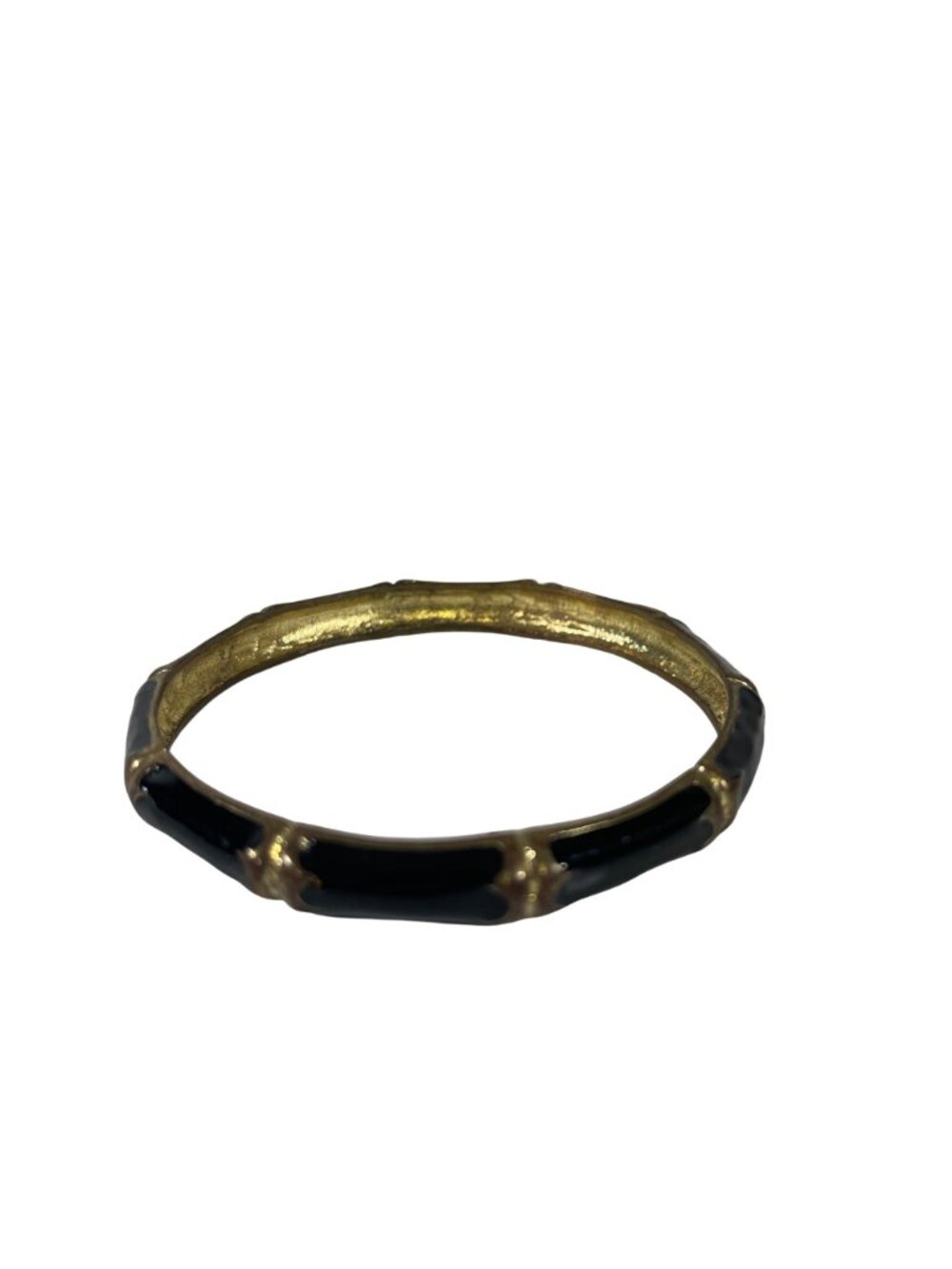 Vintage Brass and Black Enamel Bangle Bracelet 3 inch diameter - Picture 2 of 3